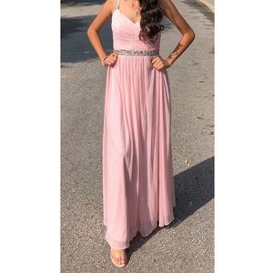 Betsy and Adam Pink Prom Maxi Dress